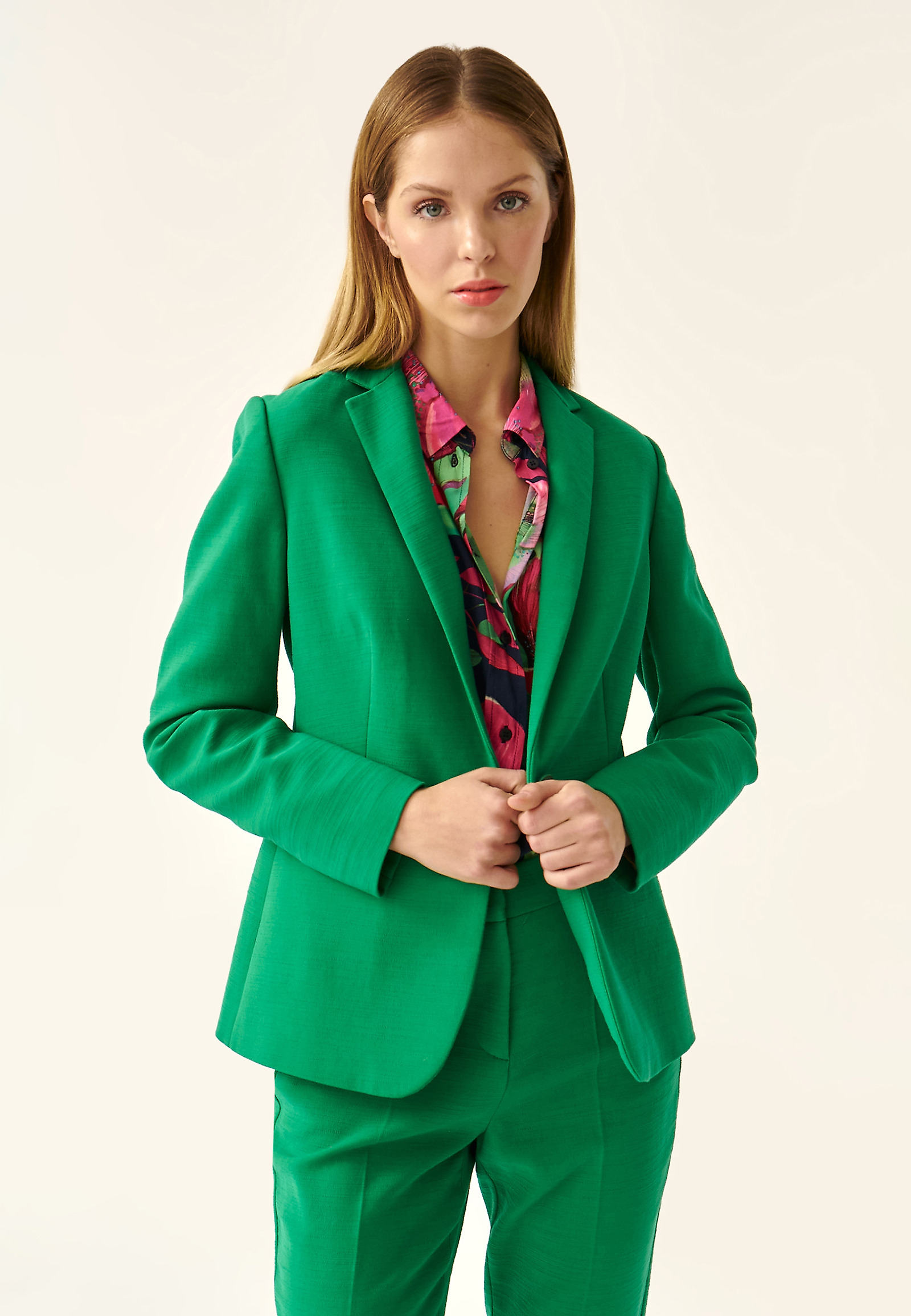 TKANINOWY ŻAKIET DAMSKI KAREMA TKANINOWY ŻAKIET DAMSKI KAREMA ZIELONY 86205