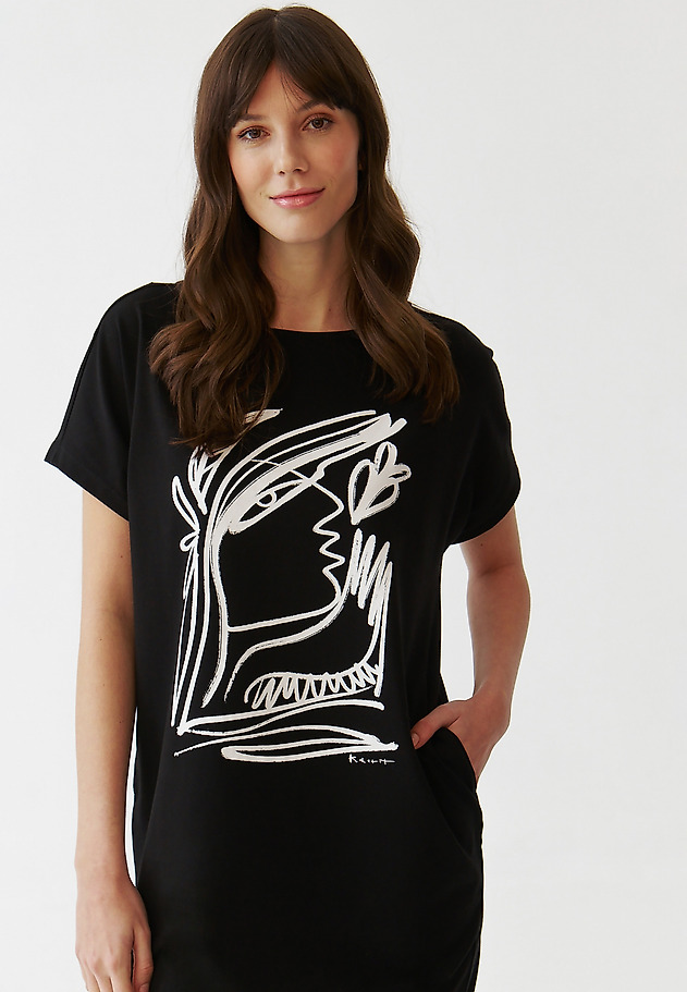 LADIES’ DRESS WITH LINEAR PRINT - KLARA LADIES’ DRESS WITH LINEAR PRINT - KLARA CZARNY 4