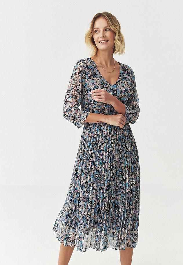 PLEATED FLORAL MIDI DRESS — SIERRA PLEATED FLORAL MIDI DRESS — SIERRA MULTIKOLOR 3