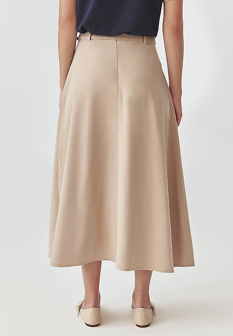 LADIES’ SKIRT WITH DECORATIVE BELT AND A BUCKLE - ORMI BEIGE 2