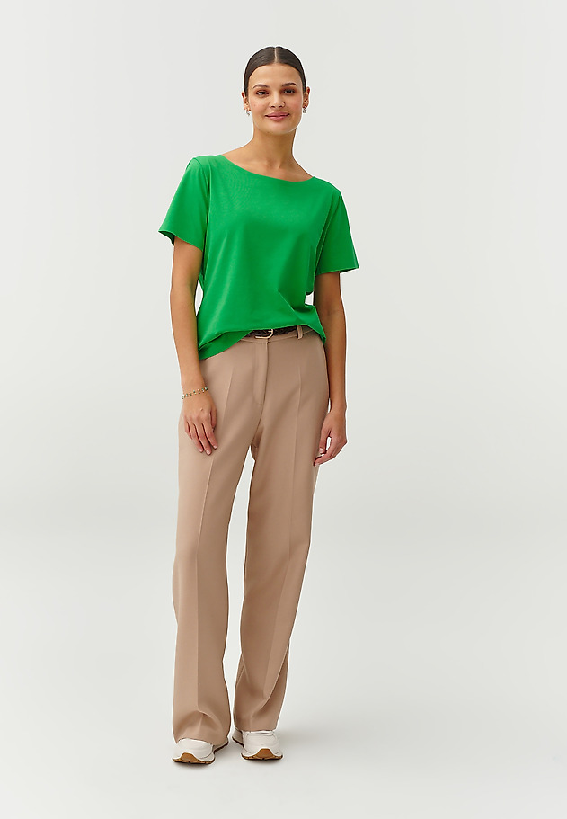 BLUZĂ CLASICĂ DE DAMĂ, DIN TRICOT CU MÂNECĂ SCURTĂ - MIKAJA 1 BLUZĂ CLASICĂ DE DAMĂ, DIN TRICOT CU MÂNECĂ SCURTĂ - MIKAJA 1 VERDE 2
