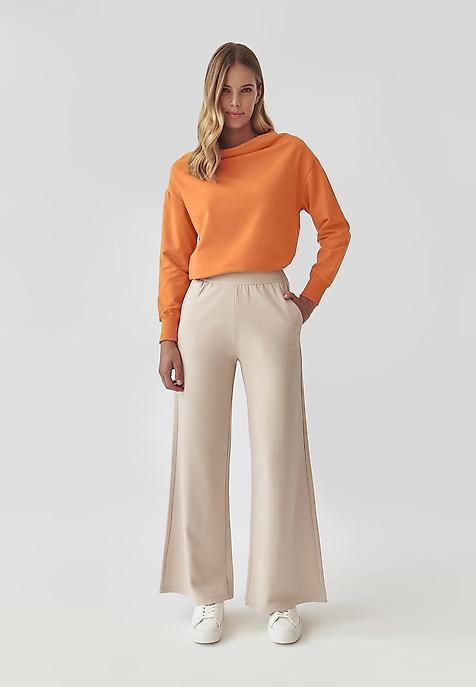 LADIES’ WIDE LEG TROUSERS - NAKE BEIGE 2