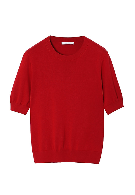 CLASSIC JUMPER IN VISCOSE-COTTON YARN — AUGUST 3 RED 2
