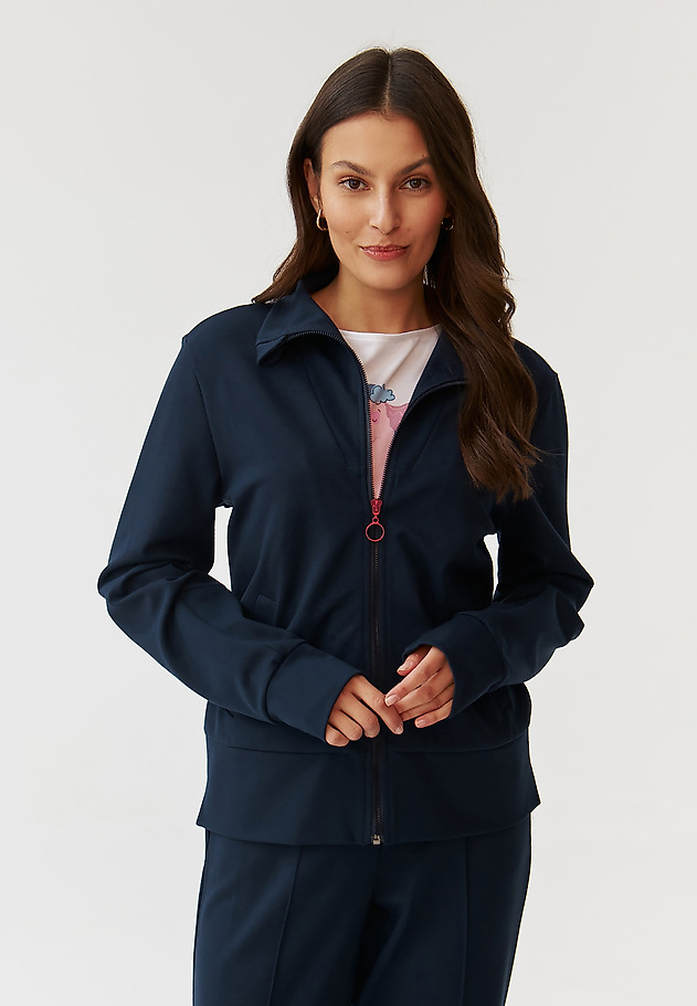 ROZPINANA BLUZA DAMSKA Z HAFTOWANYM SERCEM- MADISON ROZPINANA BLUZA DAMSKA Z HAFTOWANYM SERCEM- MADISON GRANATOWY 3