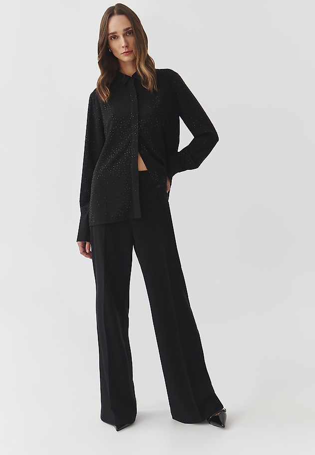LADIES' WOVEN SHIRT WITH SEQUINS — PATTI LADIES' WOVEN SHIRT WITH SEQUINS — PATTI CZARNY 2