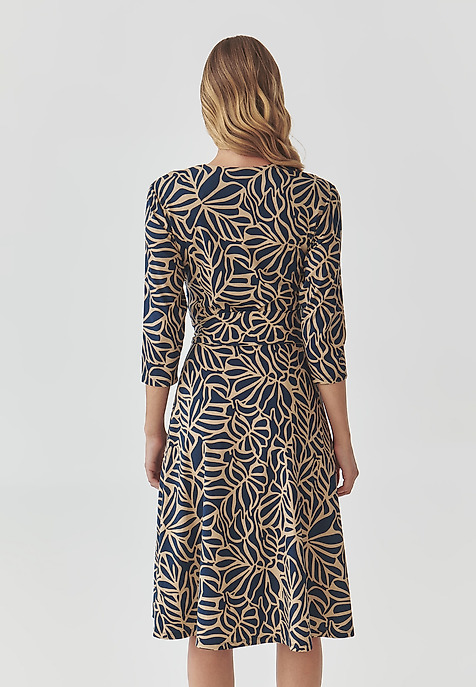 LADIES’ PATTERNED DRESS WITH A V-SHAPED NECKLINE - IGA 1 MULTICOLOR 2