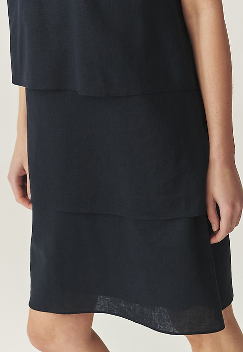 AIRY DRESS WITH LINEN -PAMI 1 NAVY BLUE 2