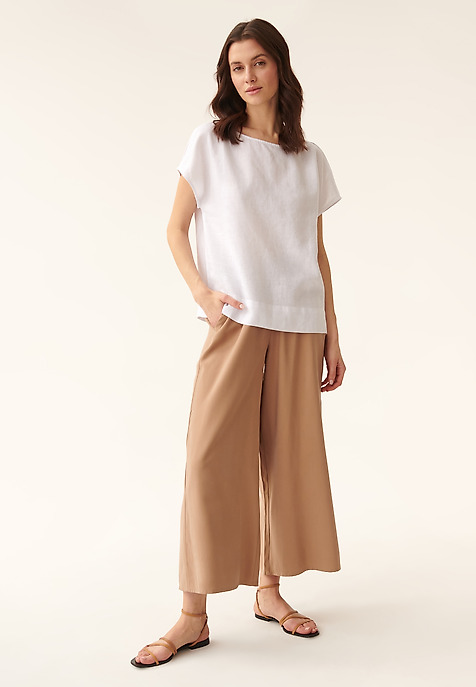 LADIES' SHORT SLEEVE LINEN BLOUSE OMA WHITE 2