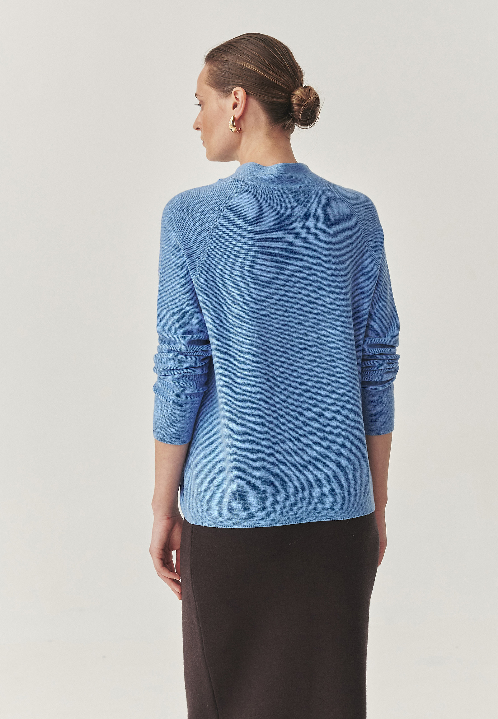 PULOVER CU GOLĂ DE JUMĂTATE ȘI ÎMBRĂCĂMINTE DIN LANA - JOLIE PULOVER CU GOLĂ DE JUMĂTATE ȘI ÎMBRĂCĂMINTE DIN LANA - JOLIE ALBASTRU 114815