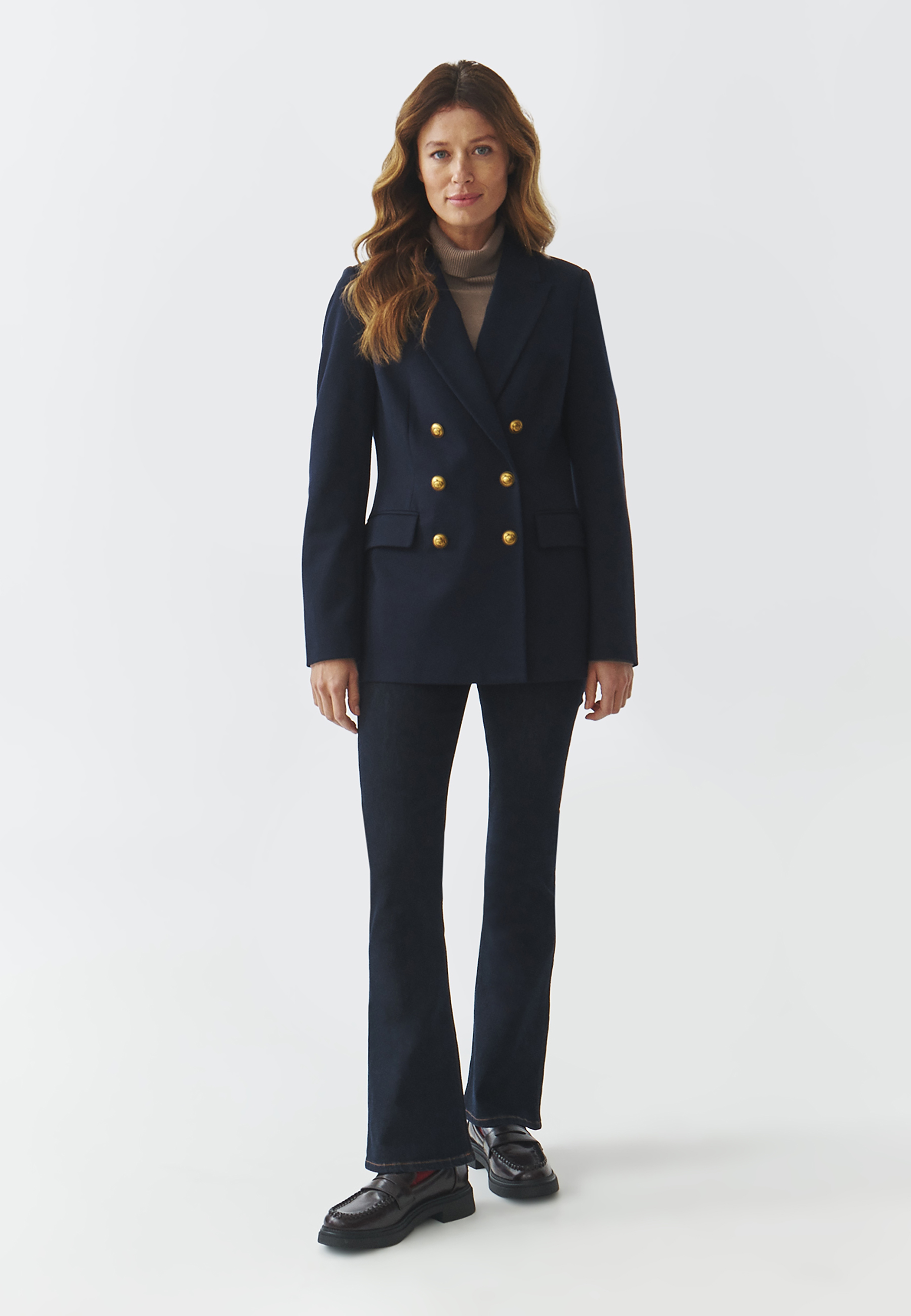 DZIANINOWY DWURZĘDOWY ŻAKIET DAMSKI — ADAMIA GRANATOWY 2