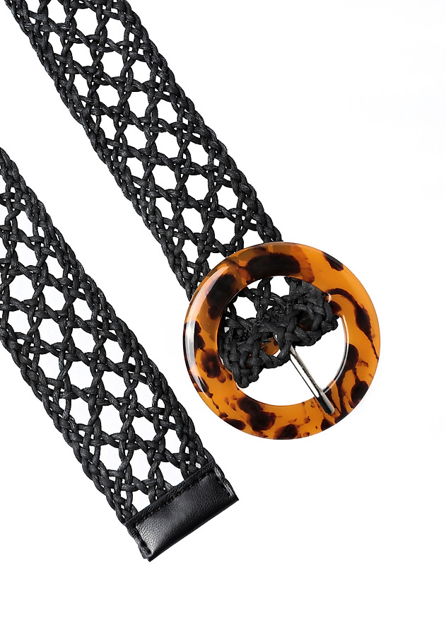 PLAITED BELT WITH BUCKLE - STRUCTI PLAITED BELT WITH BUCKLE - STRUCTI CZARNY 3