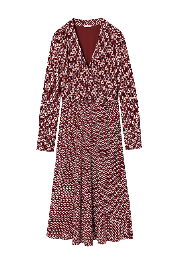 FABRIC MIDI DRESS WITH ENVELOPE NECKLINE AND DESIGNER PATTERN — DEBERA FABRIC MIDI DRESS WITH ENVELOPE NECKLINE AND DESIGNER PATTERN — DEBERA MULTIKOLOR 8