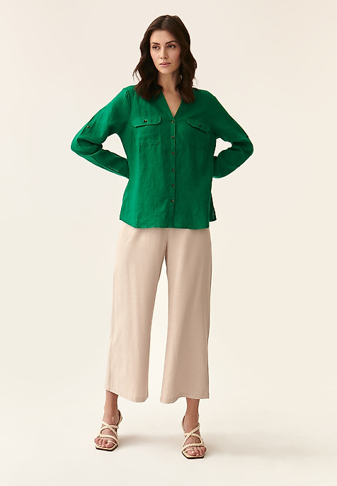 LINNEN LADIES' SHIRT JUSTYNA GREEN 2