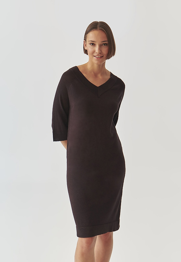 KNITTED DRESS IN SHINY YARN -TAYA KNITTED DRESS IN SHINY YARN -TAYA BROWN 2