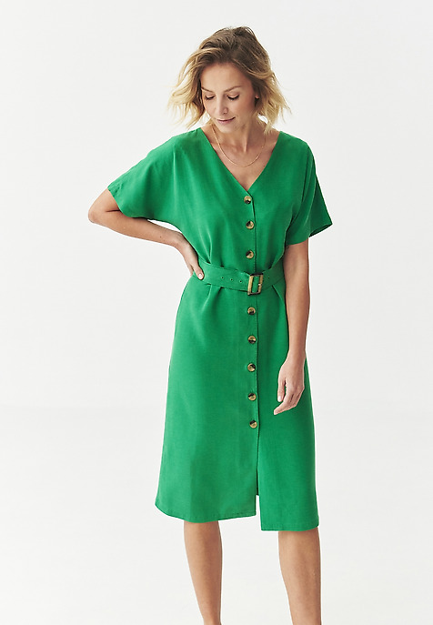 LYOCELL WOVEN DRESS - LORIA GREEN 2
