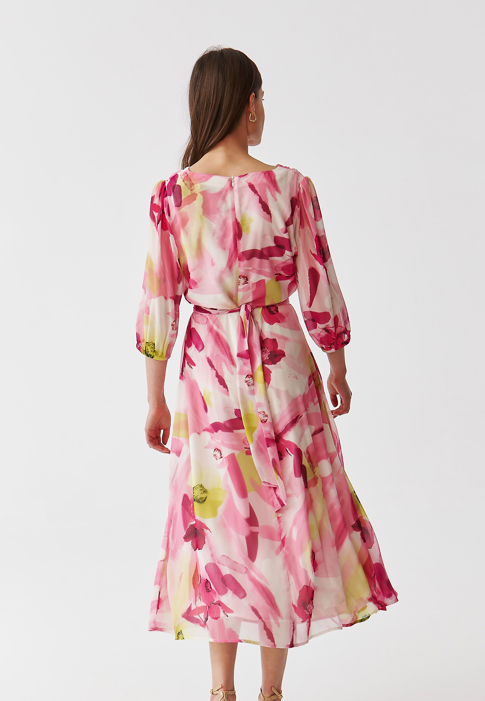 LADIES’ MIDI CHIFFON FLORAL DRESS - DONTRI LADIES’ MIDI CHIFFON FLORAL DRESS - DONTRI MULTICOLOR 96526