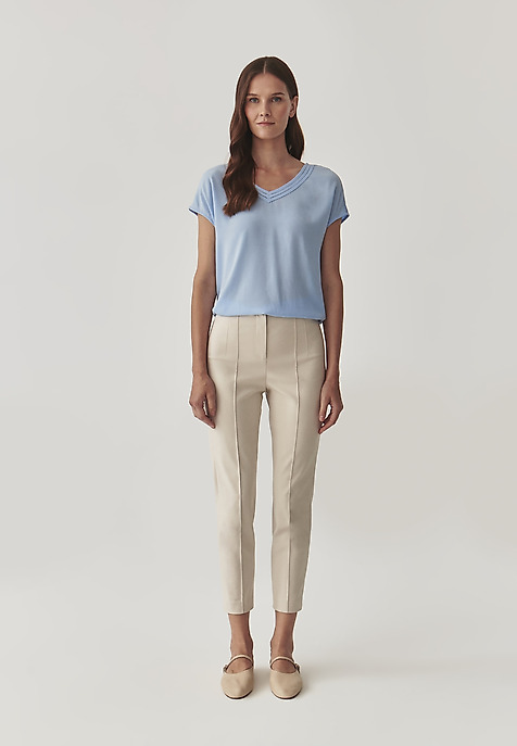 LADIES’ TAILORED TROUSERS WITH TAPERED LEGS - MIWO BEIGE 2