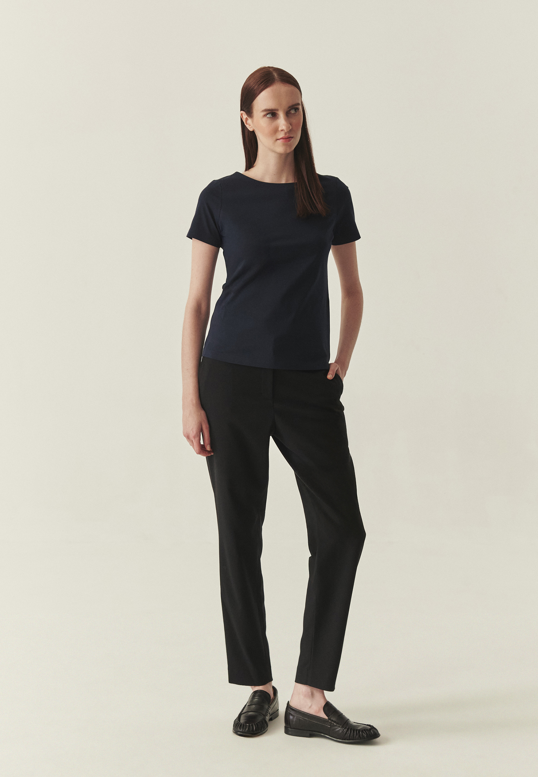 TKANINOWE SPODNIE Z PROSTĄ NOGAWKĄ - OLIA 3 CZARNY 2