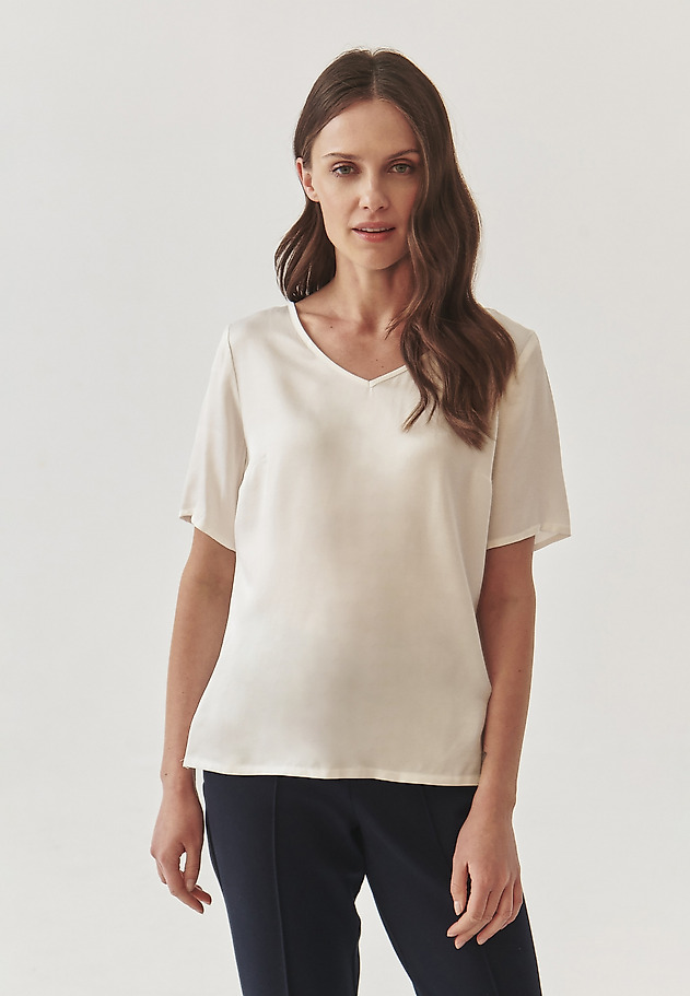 LADIES’ SATIN BLOUSE WITH SHORT SLEEVES - MEKONGA LADIES’ SATIN BLOUSE WITH SHORT SLEEVES - MEKONGA ECRU 3