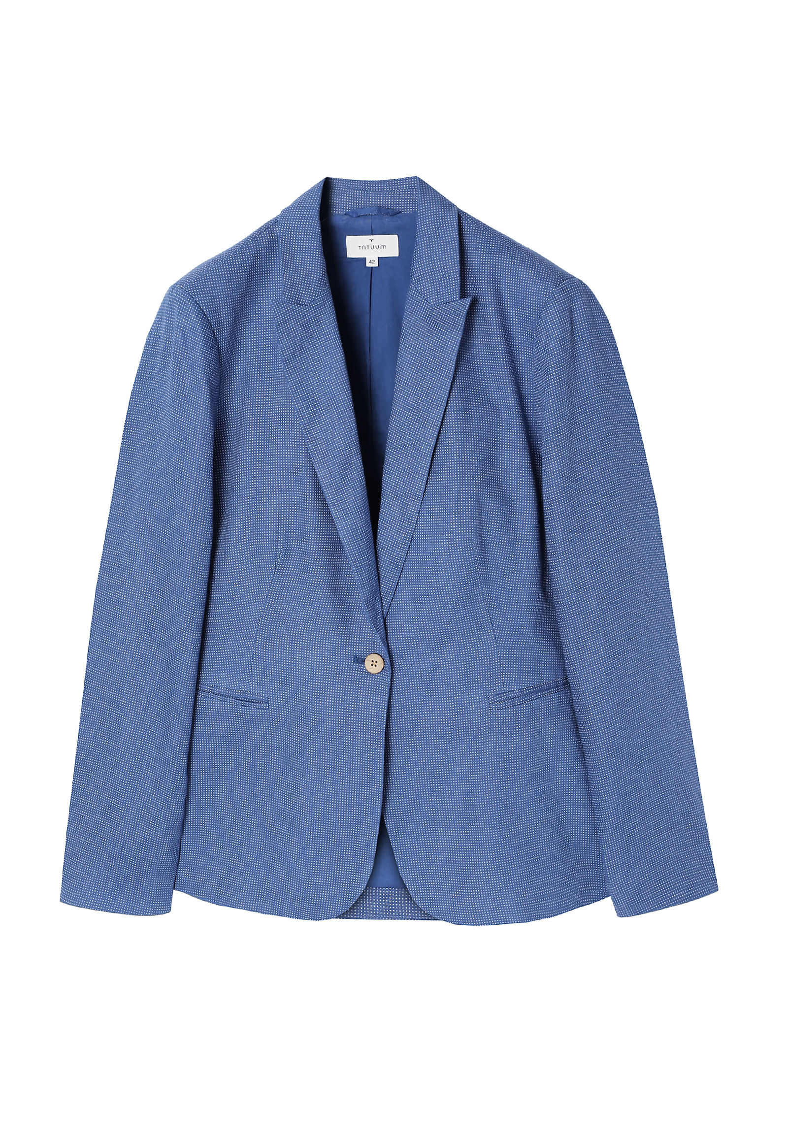 ELEGANTEN LANEN ŽENSKI BLAZER Z BOMBAŽNO PODLOGO - KAREMA 4 ELEGANTEN LANEN ŽENSKI BLAZER Z BOMBAŽNO PODLOGO - KAREMA 4 MODRA 97475