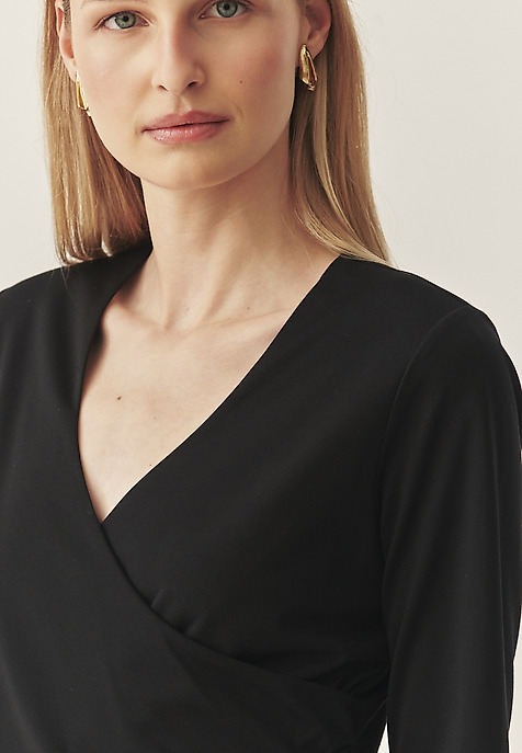 FABRIC DRESS WITH CREASE AND 3/4 SLEEVES — FINCA BLACK 2