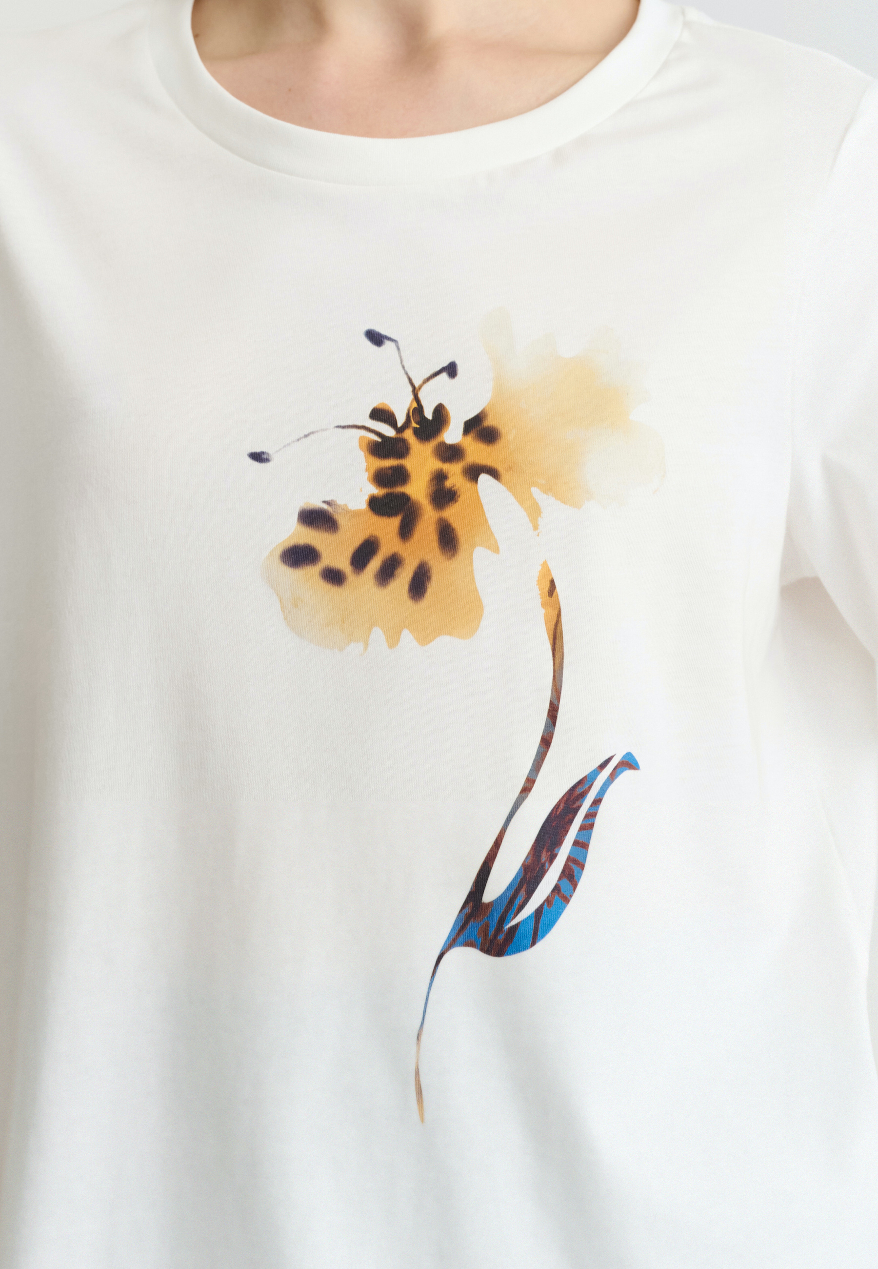 BAWEŁNIANY T-SHIRT Z NADRUKIEM - LANDA 1 ECRU 2