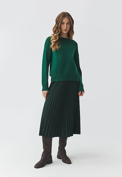 PLEATED WOVEN SKIRT — MIRAMA 4 GREEN 2