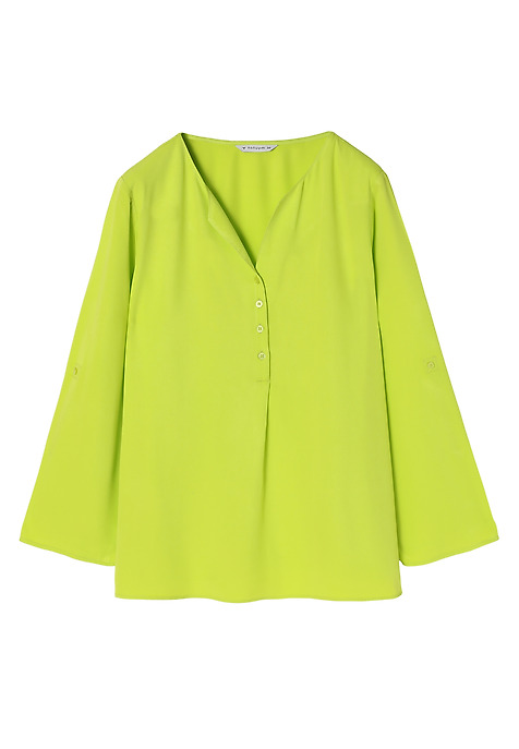 LADIES’ VISCOSE BLOUSE WITH ROLLED-UP SLEEVES - ISOLA GREEN 2