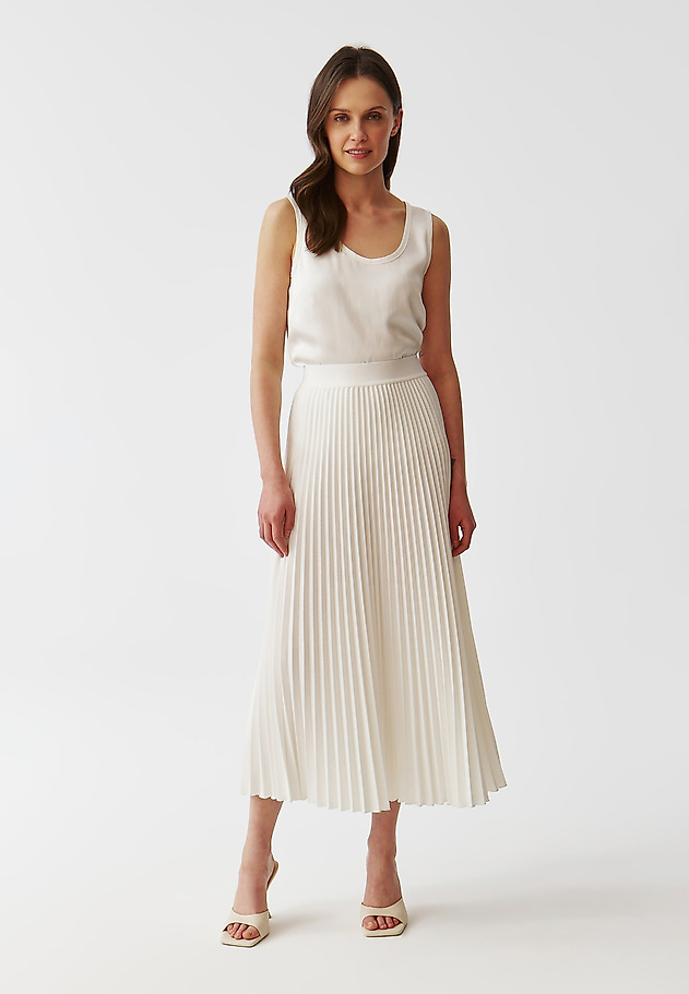 LADIES' PLEATED A-LINE SKIRT MIRAMA color ECRU - Main Image