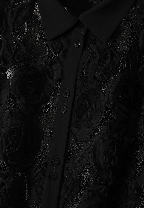 KRÓTKA KOSZULA Z KWIATOWYMI APLIKACJAMI -BRINI 1 CZARNY 2