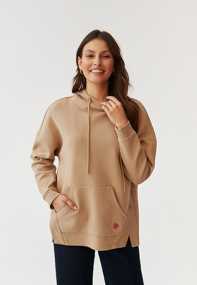 BLUZA DAMSKA Z KAPTUREM - CHARLOTTE BLUZA DAMSKA Z KAPTUREM - CHARLOTTE BEŻOWY 1