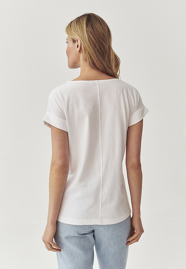 COMFORTABLE LADIES’ T-SHIRT IN MARINE PRINT - MAKI COMFORTABLE LADIES’ T-SHIRT IN MARINE PRINT - MAKI WHITE 3