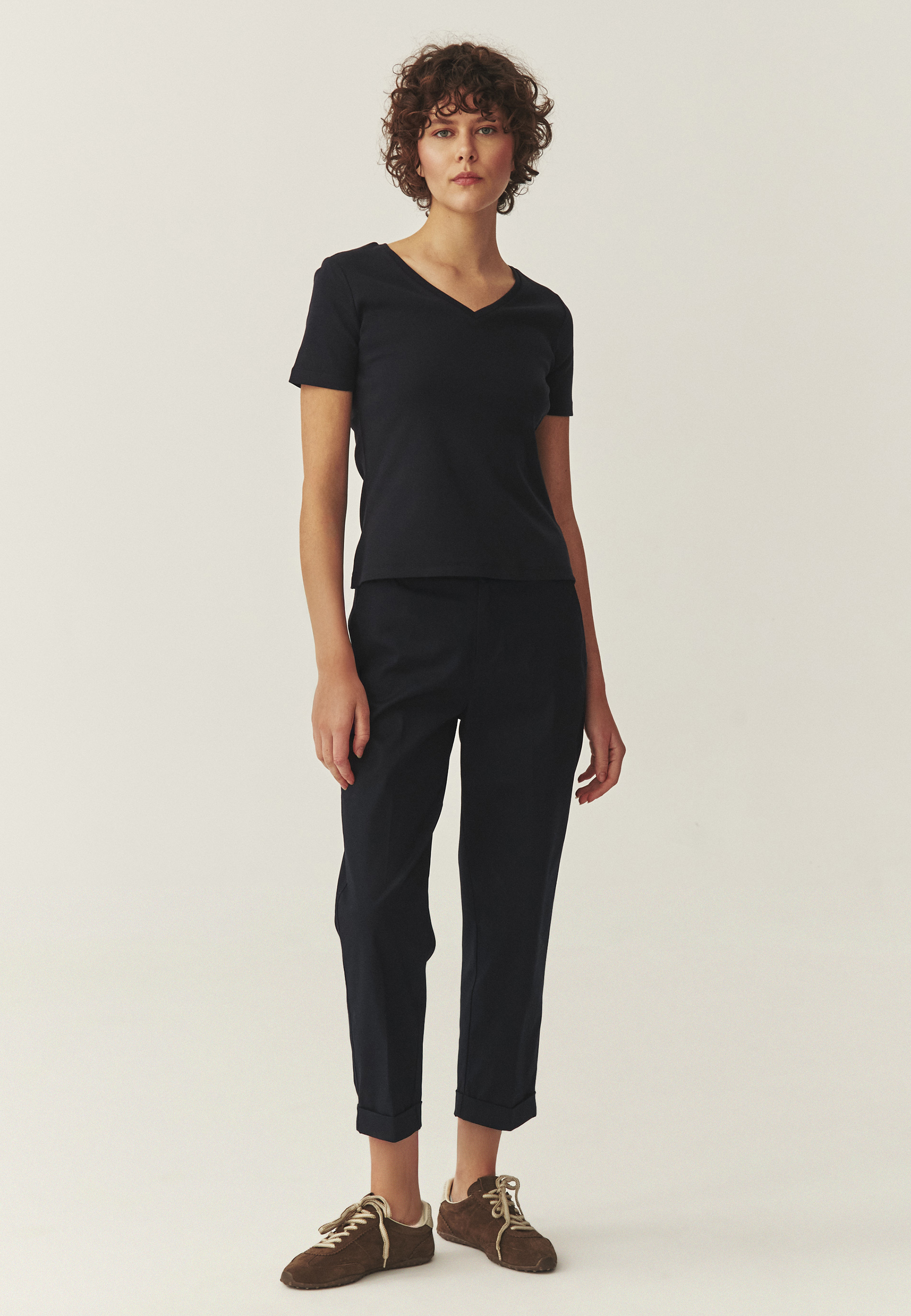 SPODNIE CHINO Z KANTEM I MANKIETEM - SEREMI 2 GRANATOWY 2