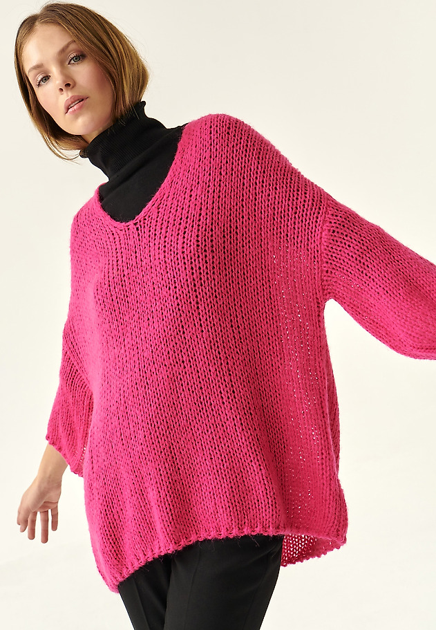 LOOSE SWEATER WITH VISIBLE WEAVE BAJANA LOOSE SWEATER WITH VISIBLE WEAVE BAJANA RÓŻOWY 1