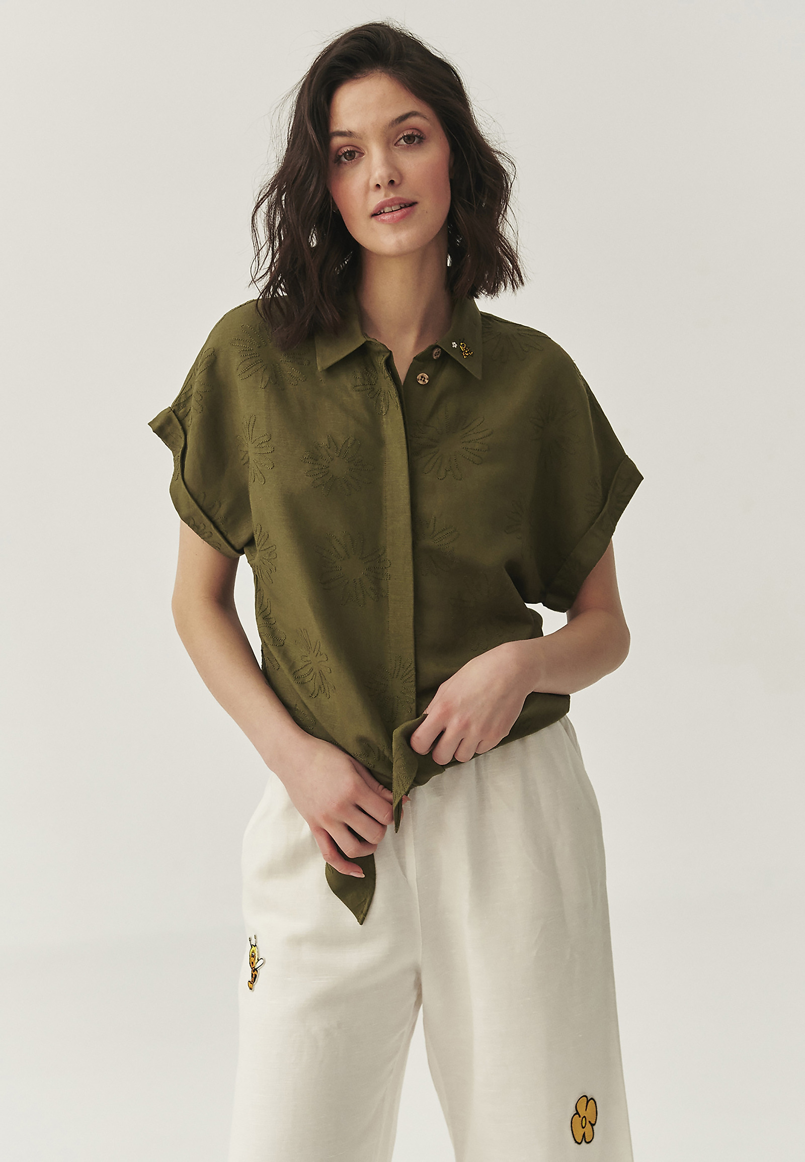 LINEN-VISCOSE SHIRT - KAMA LINEN-VISCOSE SHIRT - KAMA KHAKI 111446
