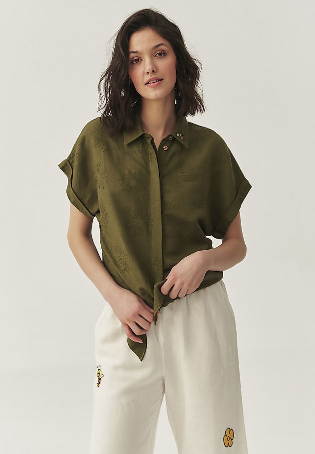 LINEN-VISCOSE SHIRT - KAMA LINEN-VISCOSE SHIRT - KAMA KHAKI 1