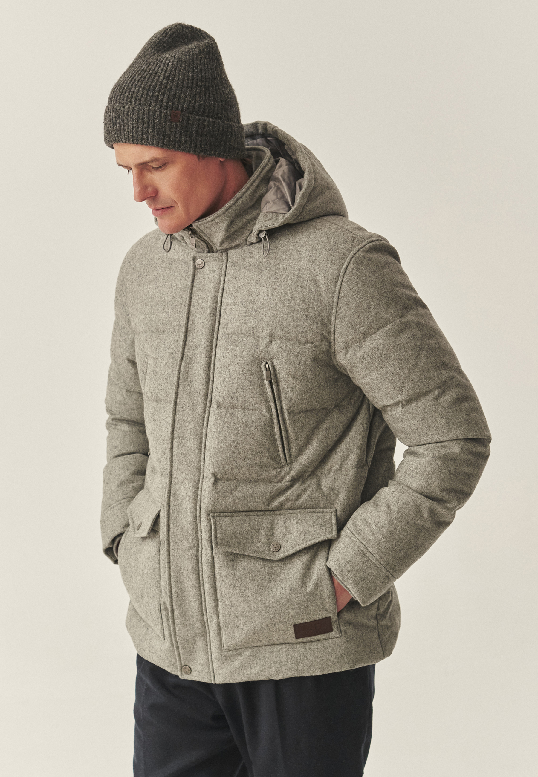 MĘSKA CZAPKA Z DOMIESZKĄ WEŁNY - CASPIANI SZARY 2