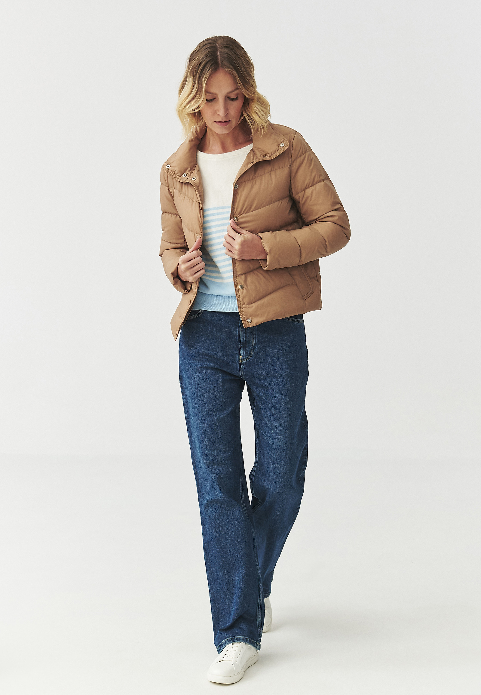 DOWN JACKET WITH STAND-UP COLLAR — MARONA DOWN JACKET WITH STAND-UP COLLAR — MARONA BEIGE 107626