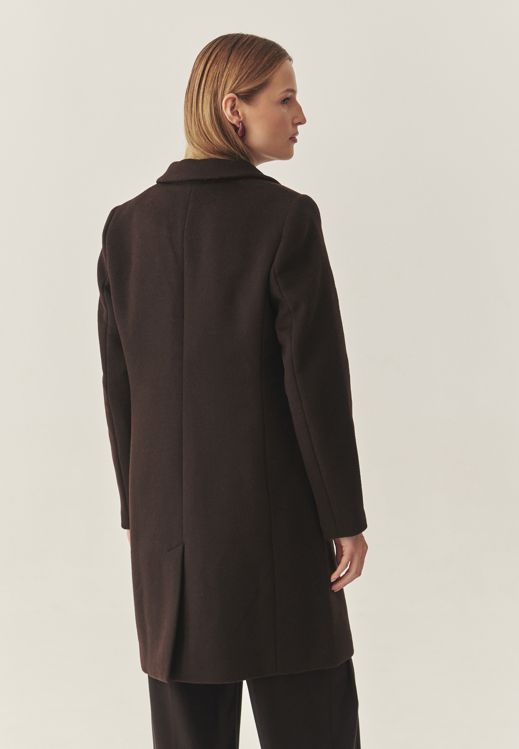 PALTON DE DAMĂ DIN ȚESĂTURĂ PENTRU TOAMNĂ ȘI IARNĂ - SAKOWIA MARO 2