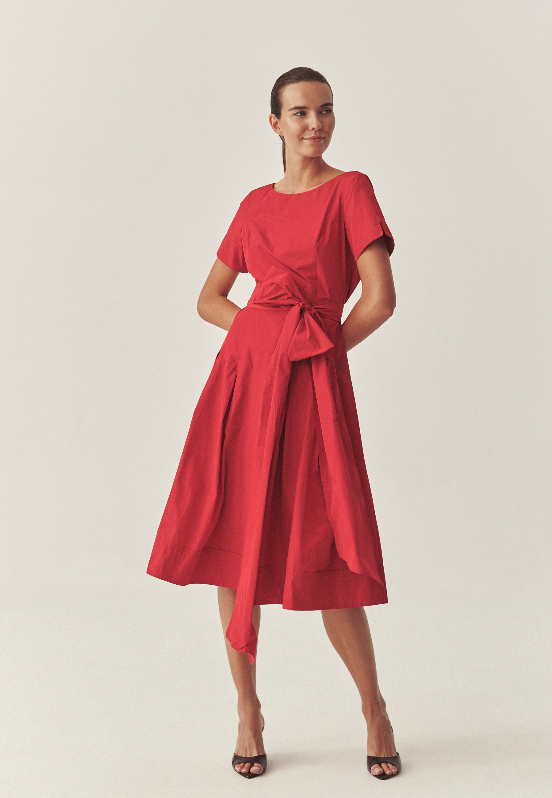 FLARED TAFFETA DRESS - TANITA CZ RDEČA 2