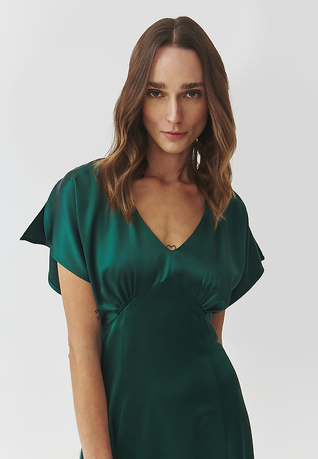 LADIES' SATIN WOVEN DRESS — OTESSANA LADIES' SATIN WOVEN DRESS — OTESSANA ZIELONY 4