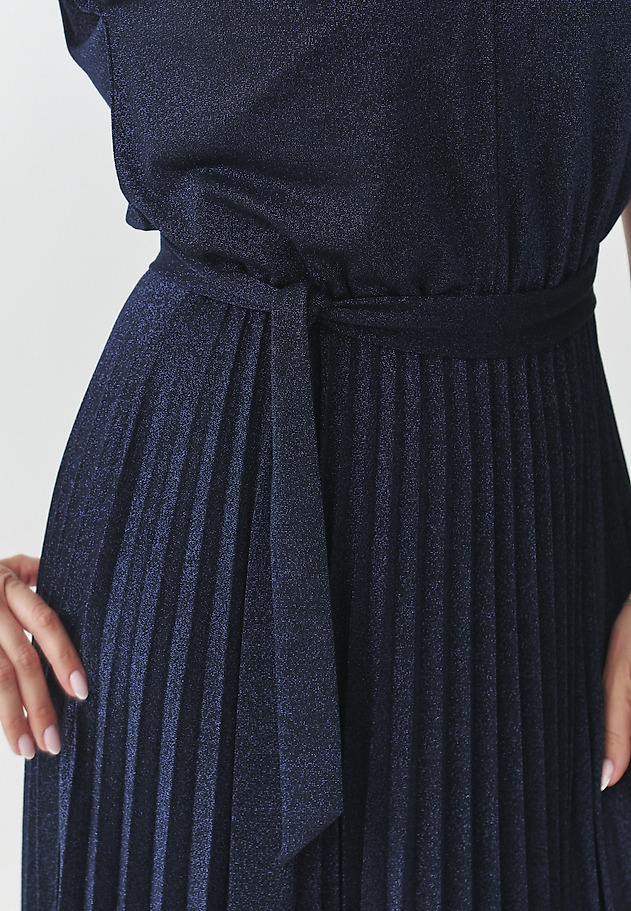 KNITTED DRESS WITH GLITTER ACCENT — LURI KNITTED DRESS WITH GLITTER ACCENT — LURI GRANATOWY 6