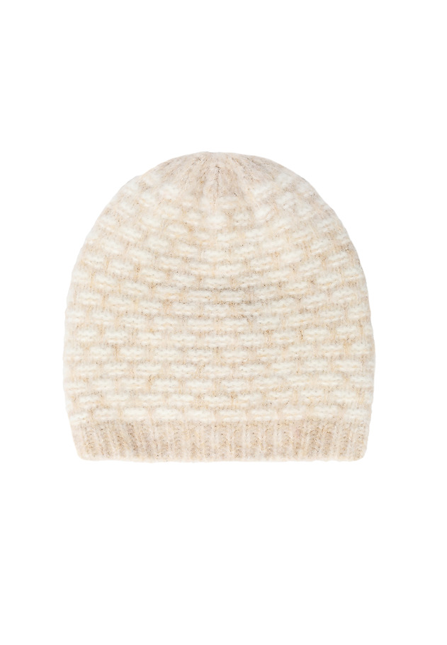 LADIES' KNITTED BEANIE IN BRICK PATTERN — SAPI LADIES' KNITTED BEANIE IN BRICK PATTERN — SAPI BEŻOWY 2