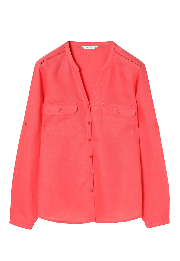 LADIES’ LINEN SHIRT WITH ROLLED-UP SLEEVES - JUSTYNA LADIES’ LINEN SHIRT WITH ROLLED-UP SLEEVES - JUSTYNA CZERWONY 5