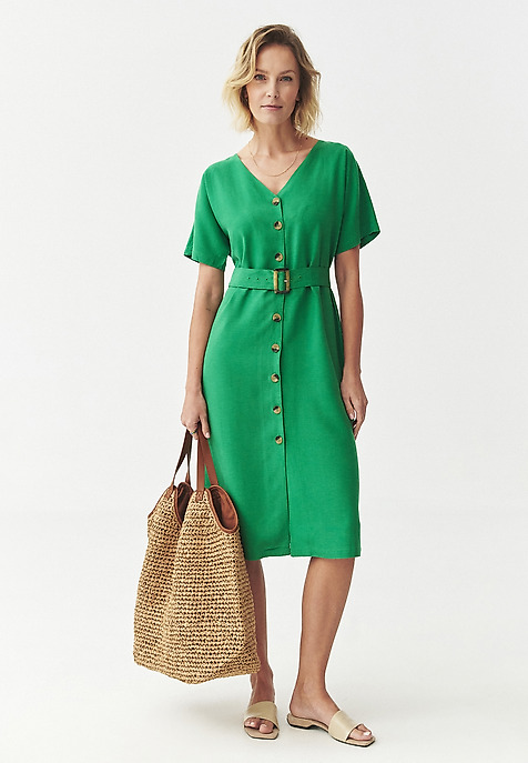 LYOCELL WOVEN DRESS - LORIA GREEN 2