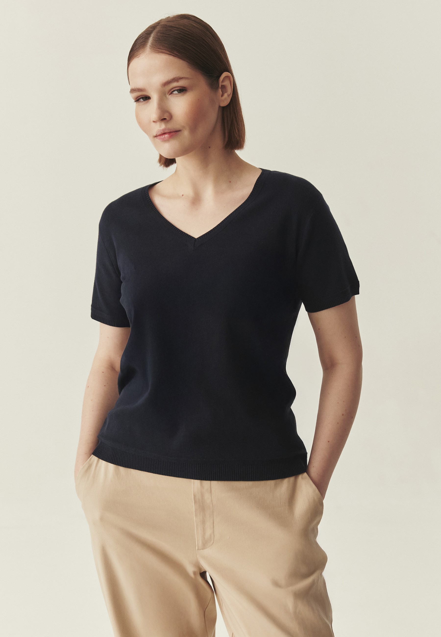 BLUZĂ DIN BUMBAC TRICOTAT - EMIS BLEUMARIN 2