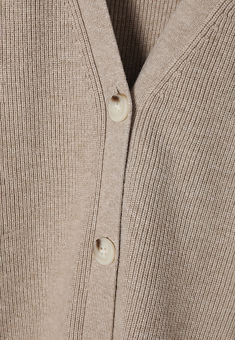 RIBBED YARN CARDIGAN — LUMI BEIGE 2
