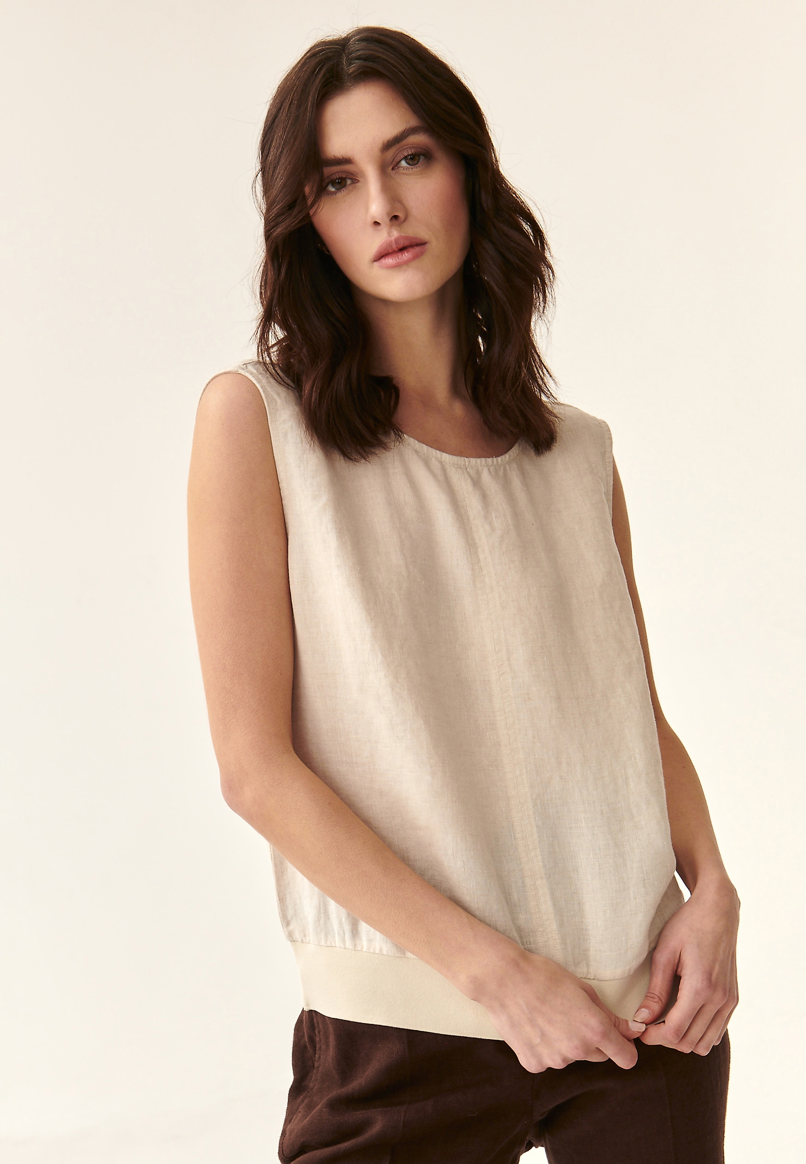 ŽENSKA LANENA BLUZA OMALO ŽENSKA LANENA BLUZA OMALO BEŽ 87647