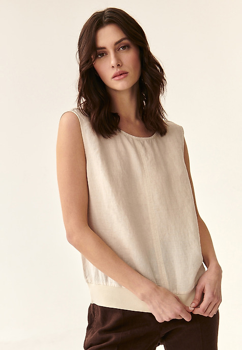 LADIES' BOXY LINEN BLOUSE OMALO BEIGE 2