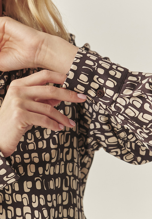 SATIN SHIRT WITH PROPRIETARY DESIGN - NIKA SATIN SHIRT WITH PROPRIETARY DESIGN - NIKA BROWN 4